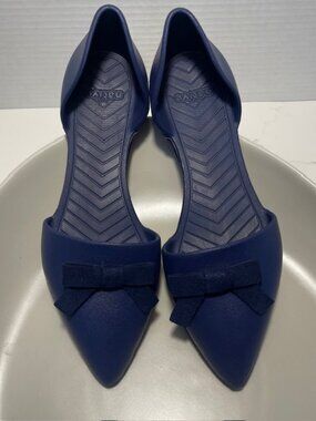 NATIVE Audrey D'orsay Navy jelly-style flats with bow. Size 8M.